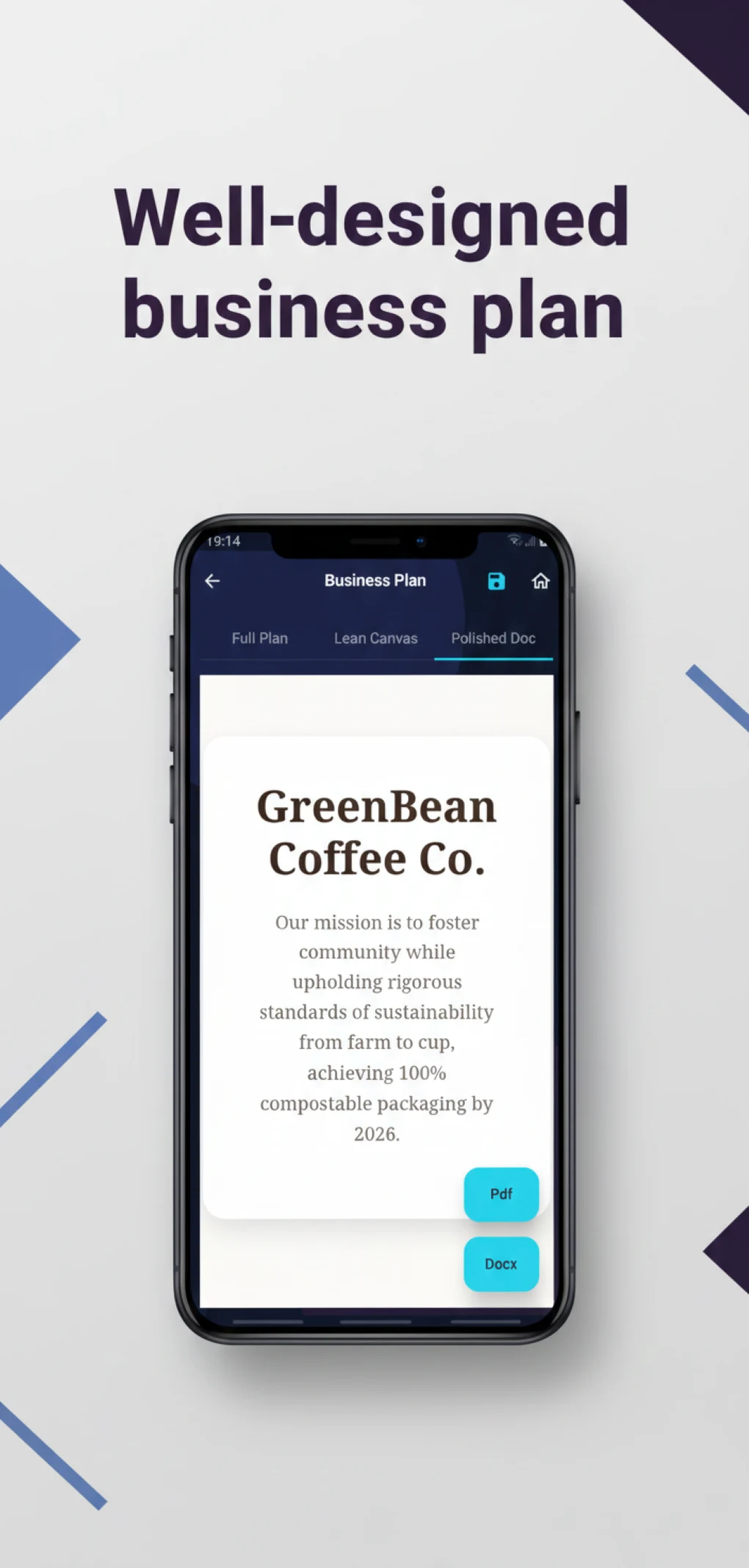 AI Business Plan & Lean Canvas screenshot
